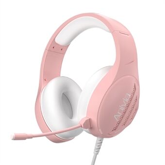 ANIVIA Girls Over-Ear-hörlurar för kvinnor Stereo 3,5 mm trådbundet PC-spelheadset med mikrofon - rosa