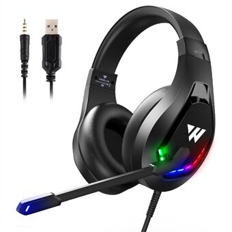 WINTORY M6 Trådbunden Over-Ear Heavy Bass Stereo E-sportshörlurar RGB LED-ljus Professionellt spelheadset