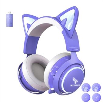 SOMIC GS510 2.4G trådlös Over-Ear E-sporthörlurar Cute Cat Ear RGB LED-ljus Musik Gaming Live Headset