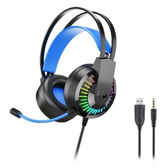 OVLENG GT68 RGB trådbundet spelheadset Over-Ear E-sporthörlurar USB+3,5 mm justerbart headset med mikrofon