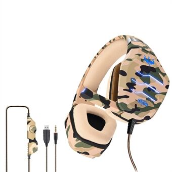 OVLENG GT88 USB+3,5 mm trådbunden Over-Ear Gaming-hörlurar Kamouflage Ergonomiskt E-sportsheadset med LED-ljus