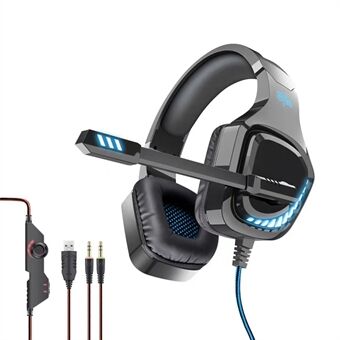 OVLENG GT96 LED-ljus Wired Gaming Headset USB+2x3,5 mm E-sportshörlurar Over-Ear 3D stereoheadset med brusreducerande mikrofon