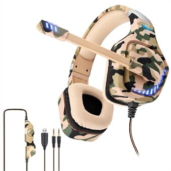 OVLENG GT98 E-sport LED Light Headset Over-ear Gaming hörlurar 2x3,5 mm+USB trådbundna hörlurar med brusreducerande mikrofon