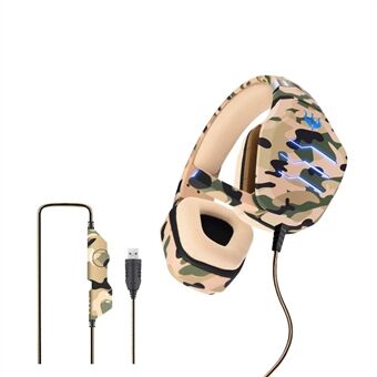 OVLENG Q9 Camouflage Wired Gaming Headset Stereo Subwoofer E-sportshörlurar med LED-ljus USB 7.1-kanals Over-Ear Justerbart Headset
