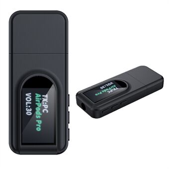 T1 Bluetooth 5.0 mottagare sändare med bildskärm Mini USB 3,5 mm ljud trådlös adapter för TV PC Bilhörlurar