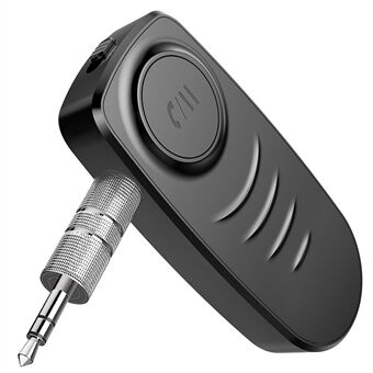 J19 3.5mm Jack AUX MP3 Musik Bluetooth 5.0 Mottagare Bilsats Mic Handsfree Trådlös Adapter Högtalare Hörlurar Ljudsändare - Svart
