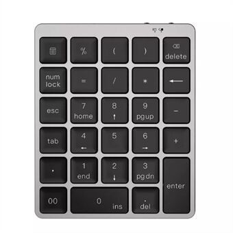 N960 28 nycklar Uppladdningsbar Bluetooth numerisk tangentbord Aluminiumlegering Trådlös numerisk tangentbord Bärbart tangentbord för PC Laptop