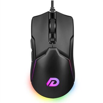 DWN DM503 trådbunden RGB-spelmus Högpresterande mus med 6 knappar, 10 bakgrundsbelysningsfärger för bärbar dator