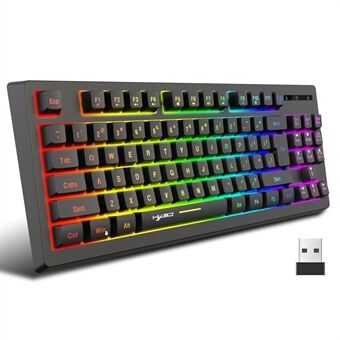 HXSJ L100 2.4G trådlöst tangentbord 87 tangenter RGB-ljus Dator Laptop Gaming Tangentbord