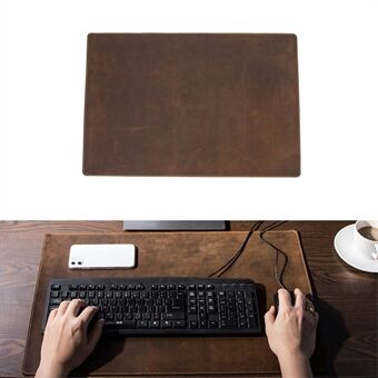 FAMILJKONTAKTER 60x40cm Crazy Horse Texture Äkta Läder Anti-halk Desktop Laptop Gaming Musmatta Tangentbord - Kaffe