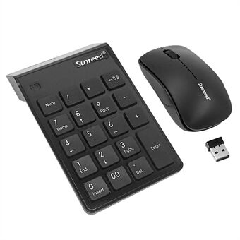 SUNREED SKB886 Liten numerisk Bluetooth-tangentbord och 2,4G trådlös mus för bärbara kontanter TV med USB-port