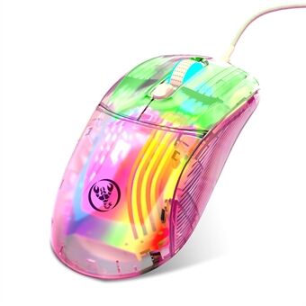 HXSJ X400 12800DPI 6-Keys Makro Programmering Wired Mouse Transparent RGB Gaming Mouse