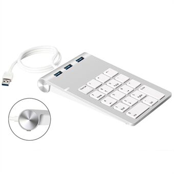 ROCKETEK USB-KB-HUB3 Trådbunden USB Numerisk knappsats 18 nycklar PC Laptop Extern Mini Numerisk tangentbord med 3 USB 3.0-portar