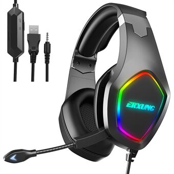 ERXUNG J20 Gaming Headset RGB Luminous Over Ear-hörlurar med mikrofon