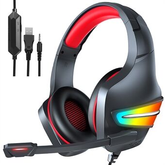 ERXUNG J6 Gaming Headset RGB Luminous Wired Control Over Ear hörlurar med mikrofon