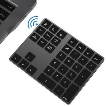 Trådlöst numeriskt Bluetooth-tangentbord i aluminium med 34 tangenter för Windows / iOS / Android