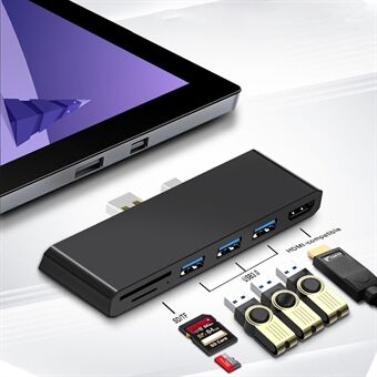 ROCKETEK SH769-4/S4H USB 3.0 Hub 4K HDMI SD/TF Card Reader Adapter for Microsoft Surface Pro 4