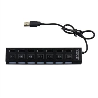 A55 USB2.0 High Speed Transmission 7-ports USB Hub Splitter med oberoende switch