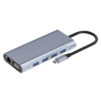 11 i 1 USB-C Hub Bärbar Multi-port Adapter Dockningsstation med 4 USB-portar för MacBook Pro/Air/XPS/Type-C-enheter