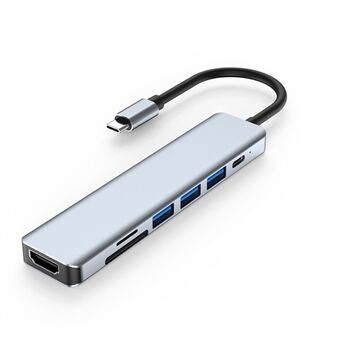 YG-2120 7 i 1 dockningsstation USB 3.0 HDMI SD TF-kortläsare med Type C Charging Port Multiport Hub