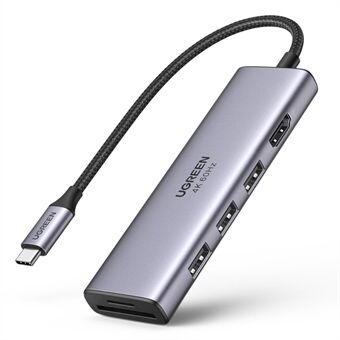 UGREEN 60383 6-i-1 USB C Hub till 3 USB3.0 HD Slim Dockningsstation Flerports Hub Adapter för MacBook Pro Stöd 4K@60Hz/5Gbps överföring