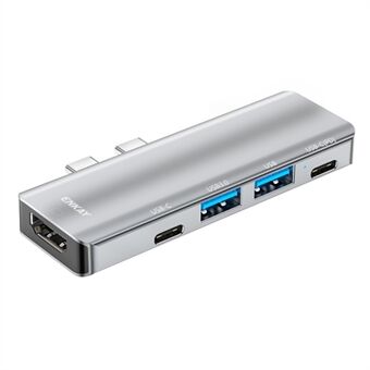 ENKAY HAT Prince Dubbla Type-C-portar Dockningsstation USB-C Hub till USB3.0+USB2.0+USB-C+HD 4K+PD Laddningsadapter för MacBook Pro / Air