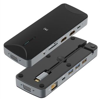 13 i 1 USB C Hub Dockningsstation USB 3.1 Type-C till HD VGA TF kortläsare RJ45 Audio PD Adapter