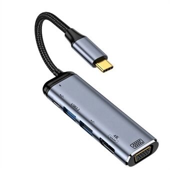 UC-027-Y002 USB-C Type C to HD VGA Dual USB 3.0 HUB Converter HDTV Adapter 4K 60Hz 1080P with Female PD Power Port