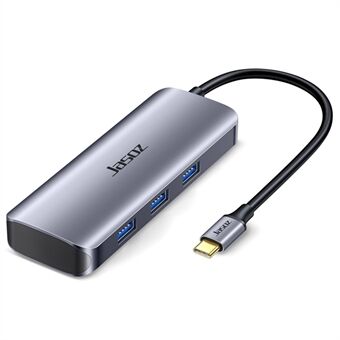 JASOZ H109 USB C Hub 5-i-1 Typ C-adapter till 3xUSB 3.0-portar + HD-video 4K-upplösning + 100W PD-laddningsport för bärbar dator