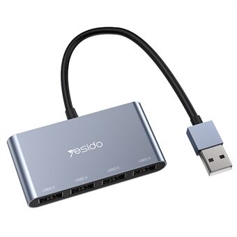 YESIDO HB12 0,15 m 4-portars USB 2.0 Hub USB-adapterdockningsstation för dataöverföring och strömladdning