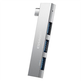 ESSAGER 3-i-1 USB Hub Splitter 1 USB3.0 + 2 USB2.0-portar Aluminiumlegeringsadapter för Type-C Tablet Laptop