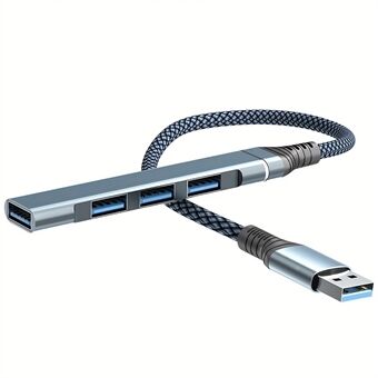 4-i-1 USB till USB2.0x3 + USB3.0 USB Hub Aluminiumlegering Bärbar datoradapter
