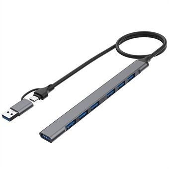 2-i-1 USB-C / USB-A HUB-adapter 7-portars dockningsstation USB2.0 3.0 splitter för bärbara datorer
