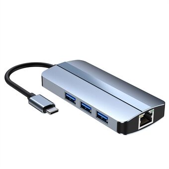 Multi-Port USB 3.0 Hub Adapter 6 i 1 USB3.0 Extender Type-C dockningsstation med 3 x USB 3.0