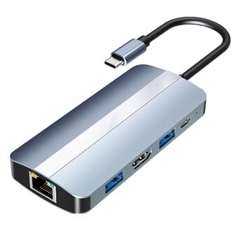 2205 8-i-1 dockningsstation Multifunktionell Type-C HUB, Typ-C till USB 3.0-portar / 2 x 2.0-portar, SD / TF-kortläsare USB-omvandlare för Macbook