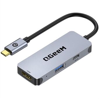QGEEM UH03-1 3 i 1 dockningsstation Multifunktions Type-C Hub Adapter USB-C till HD / PD 100W / USB-omvandlare