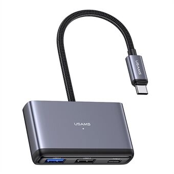 USAMS US-SJ628 Type-C till USB3.0 + USB2.0 + PD 60W + TF + SD 5-i-1 Hub Extension Dock - mörkgrå