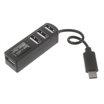 USB 3.1 Type-C to 4-Port USB 2.0 Hub Adapter (P-3101) - Black