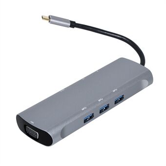V171A 8 i 1 Typ-C HUB till VGA USB 3.0 PD TF Minneskortsadapter Adapter USB Typ C Dockningsstation