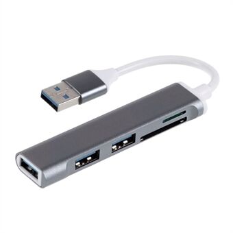 USB 3.0 5-i-1 Hub Splitter 3 x USB3.0 5Gbps höghastighetsöverföring TF SD-kortläsaradapter