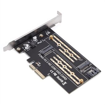 P21 Dual Ports M.2 till PCIE3.0 Adapter X4 Expansion Converter Card Support NVME / NGFF - Lyxversion