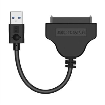 USB 3.0 till Sata 22-stifts adapterkabel Nickelpläterad anslutningssladd för 2,5 tum HDD SSD (0,15 m) - Svart