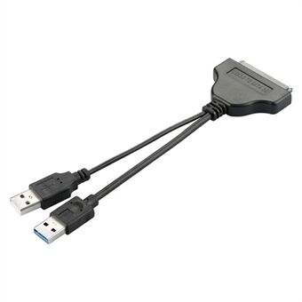 USB3.0 + USB2.0 till SATA7 + 15 adapterkabel Guldpläterad konvertersladd för 2,5-tum HDD SSD (0,15 m) - Svart
