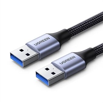 UGREEN 80790 USB 3.0 A till A-kabel 1m USB 3.0 till USB 3.0-kabel hane till hane-kabel Nylonflätad sladd kompatibel för hårddiskhöljen DVD-spelare Bärbar dator