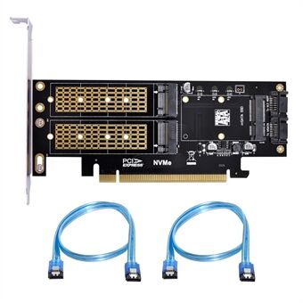 SA-028 3-i-1 PCI Express PCI-E 3.0 + Dual SATA till NGFF NVME mSATA M-Key B / M-key SSD-kortadapter
