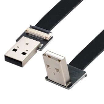 U2-031-DN-0.2M CN-011-MA/CN-011-DN/CN-019-0.2M Down Angled USB 2.0 Type-A to Type-A Flat Data Cable Male to Male 90 Degree FPC Cable for FPV/Disk/Scanner/Printer