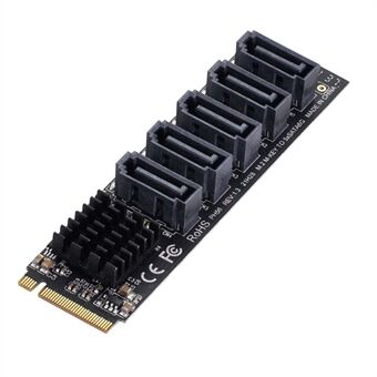 SA-004 22x80mm NGFF NVME M-Key PCI Express till SATA 3.0 5-portars Adapter Kortkonverterare Hårddiskförlängningskortstöd 6Gbps Dataöverföring JMB585 2280