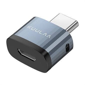 KUULAA KL-HUB03 Typ C till Micro USB OTG Adapter Aluminium USB C-kontakt med anti-tappat snoddhål