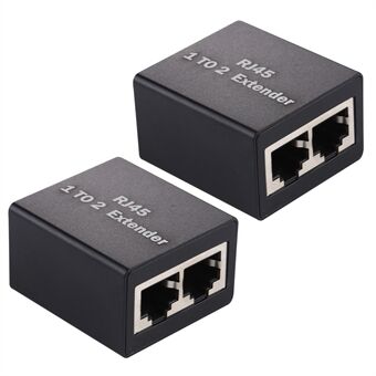 2st / Set 1 till 2 RJ45 Splitter Connector Inline LAN-kontakter Ethernet-kabelförlängningsadapter