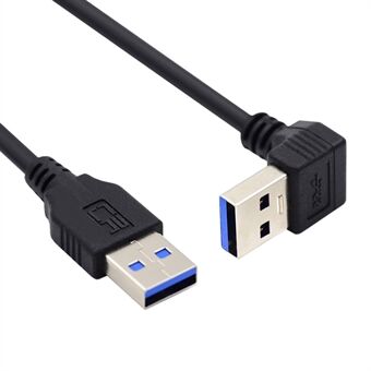 U3-069-DN 40 cm vinklad USB 3.0 Typ-A hane till rak 3.0 typ-A hane datakabel 5 Gbps sladd